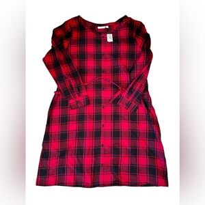 NWT - Place - Women's Buffalo Plaid Scoop Neck Belted Shirt Dress - Size XL